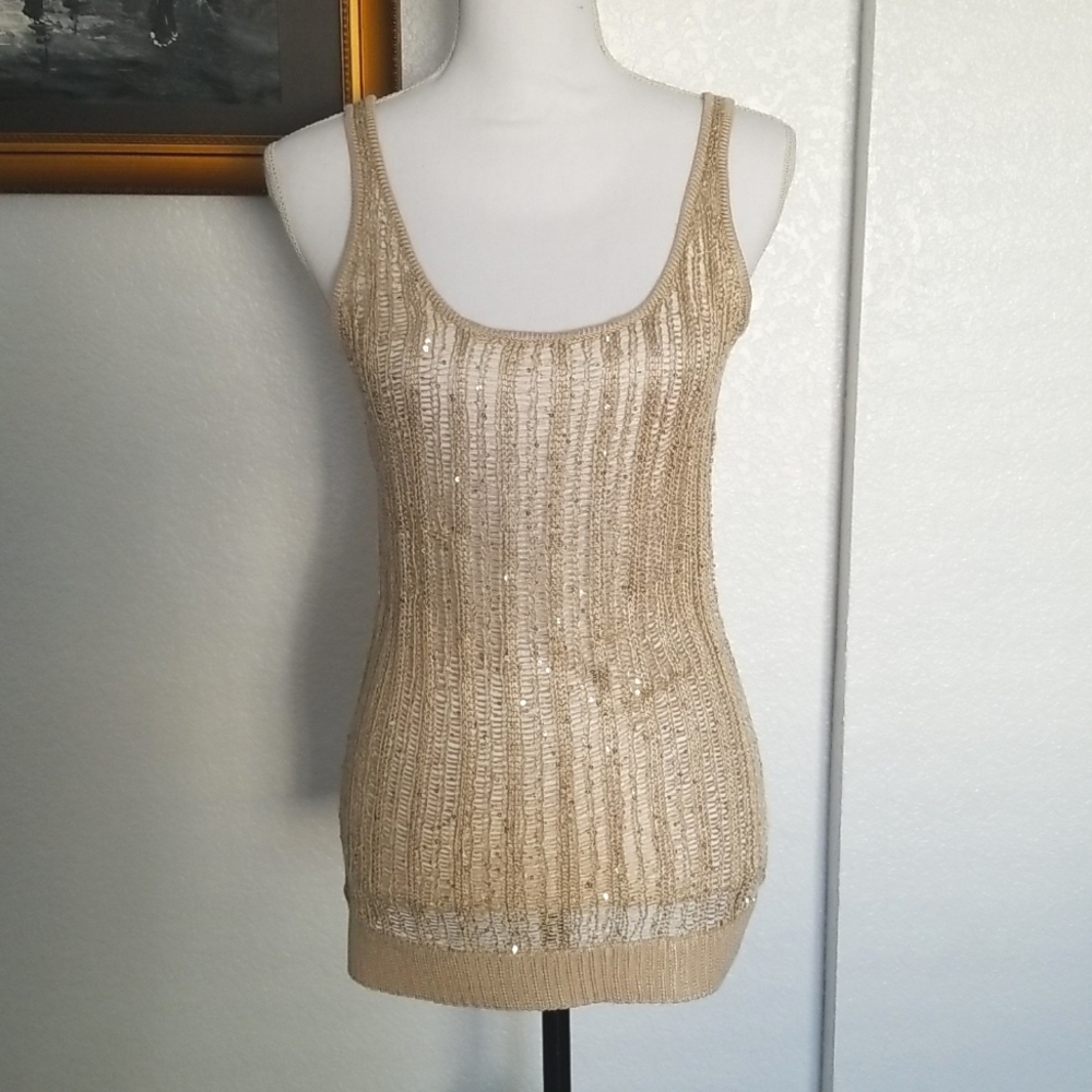 Gold Knitted Top with gold sequins